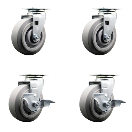 Service Caster Tool Box Caster Wheel Set 5'' Thermoplastic Rubber Swivel Casters, 4PK TOOL-SCC-20S520-TPRBF-2-TLB-2